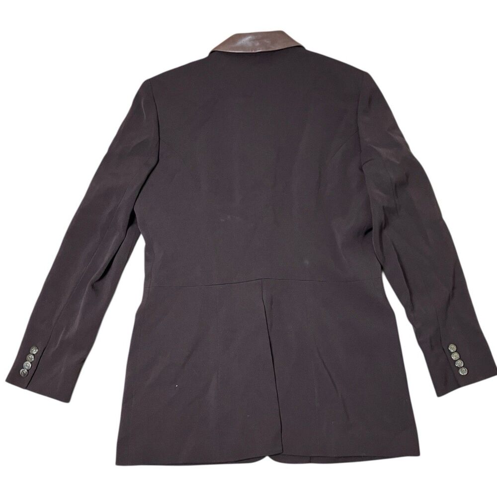 Lauren Ralph Lauren Brown Wool Leather Collar Horse Buttons Equestrian Blazer - Picture 13 of 14